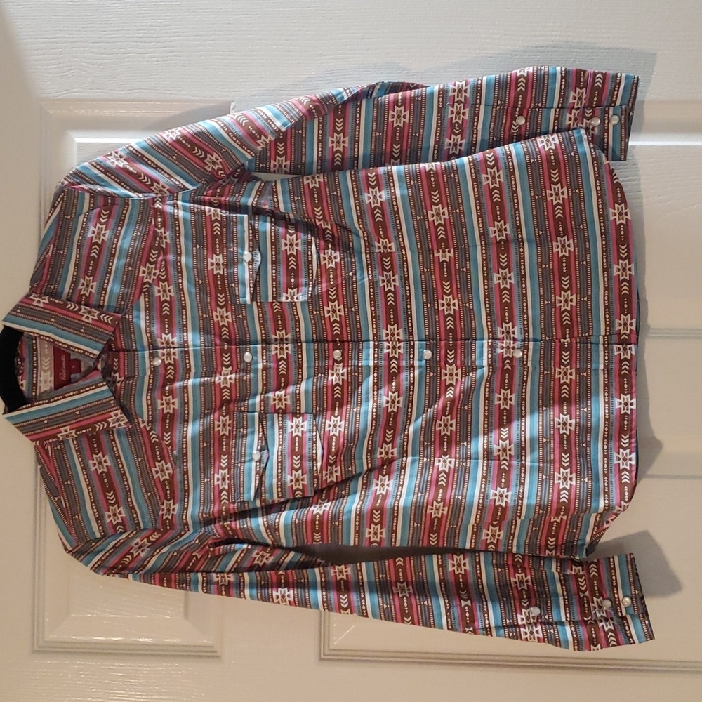 Brand New Panhandle Western print Button Down with Pearl Snaps Size Small